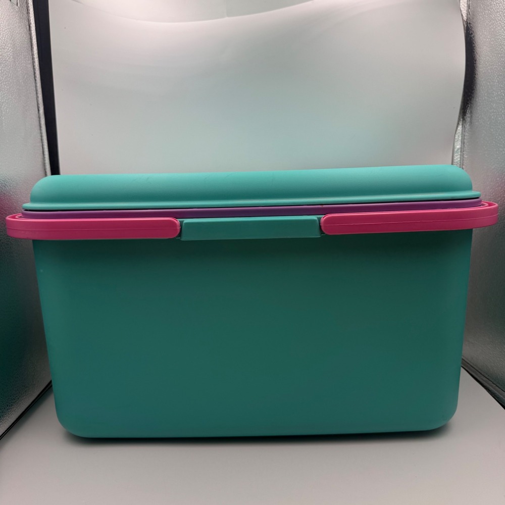 Vintage Eagle 19 Inch Craft Storage Sewing Bucket Teal Pink Purple with Tray